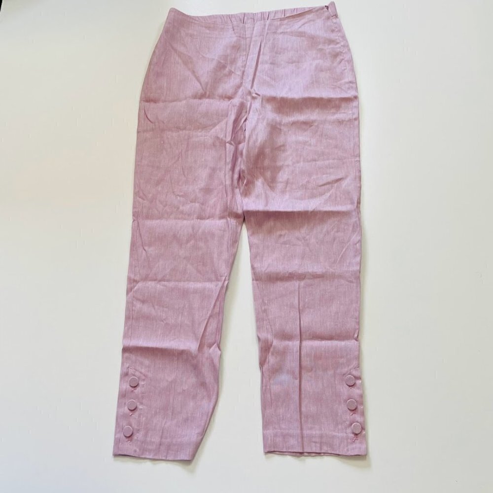 NWT J. Jill Pant Trouser TALL LONG Linen Stretch Button Ankle Cuff Travel Beach - Picture 3 of 13